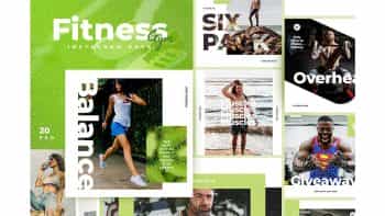 فایل لایه باز پست اینستاگرام باشگاه فیتنس Fitness & Gym instagram pack