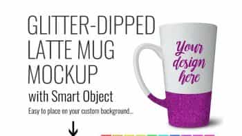دانلود موکاپ ماگ Glitter Latte Mug Product Mock up