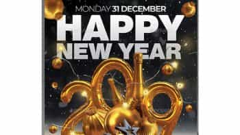 دانلود فایل لایه باز بنر سال نو میلادی Happy New Year 2019