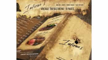 دانلود فایل لایه باز منوی غذا سه لت Infernos Vintage Trifold Menu
