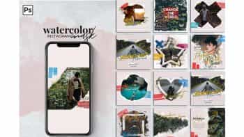 دانلود فایل لایه باز اینستاگرام Instagram Watercolor Masks