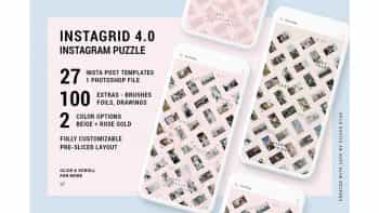 دانلود فایل لایه باز پست پازلی اینستاگرام InstaGrid 4.0 – Instagram Puzzle