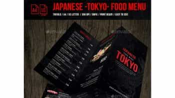 دانلود فایل لایه باز سه لت منو غذای ژاپنی Japanese A4& US Letter Trifold Food Menu