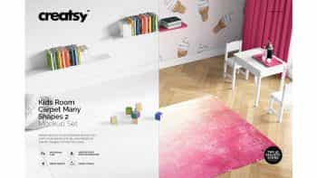 دانلود موکاپ قالیچه اتاق کودک Kids Room Carpet Mockup Set 2