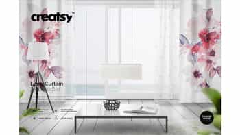 دانلود موکاپ پرده Long Curtain Mockup Set