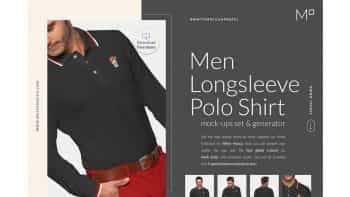 دانلود موکاپ لباس آستین بلند مردانه Men Polo Longsleeve Mockup