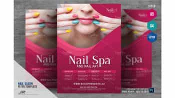 دانلود فایل لایه باز تراکت سالن اسپا و کاشت ناخن Nail Spa and Nail Salon Flyer