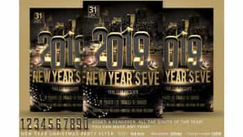 دانلود فایل لایه باز بنر مهمانی سال نو میلادی New Year Christmas Party Flyer