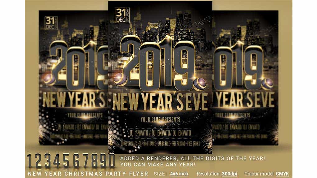 دانلود فایل لایه باز بنر مهمانی سال نو میلادی New Year Christmas Party Flyer