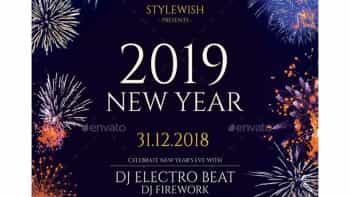 دانلود فایل لایه باز بنر سال نو میلادی 2019 New Year Flyer