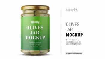 دانلود موکاپ شیشه زیتون Olives jar mockup