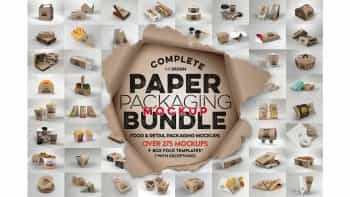 دانلود موکاپ بسته بندی مواد غذایی Paper Food Packaging Mockup Bundle