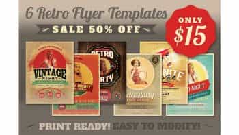 دانلود فایل لایه باز آگهی با طرح قدیمی Retro Flyer Templates