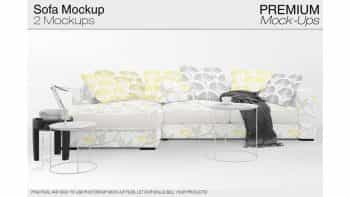دانلود موکاپ مبلمان و کوسن Sofa & Pillows Mockup Pack