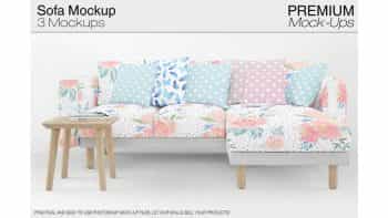 دانلود موکاپ مبلمان و کوسن Sofa & Pillows Mockup Pack