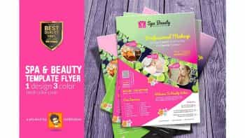 دانلود وکتور تراکت اسپا و سالن زیبایی Spa Flyer Beauty Flyer