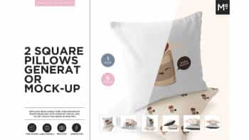 دانلود موکاپ کوسن 2 Square Pillows Generator Mock-up