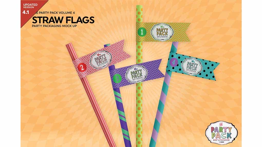 دانلود موکاپ نی نوشیدنی Straw Flag Mock Up