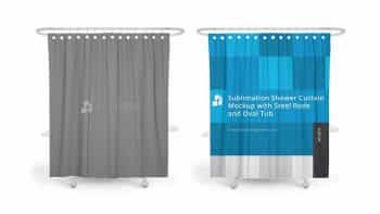 دانلود موکاپ پرده حمام Sublimation Shower Curtain Mockup 2