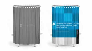 دانلود موکاپ پرده حمام Sublimation Shower Curtain Mockup 3