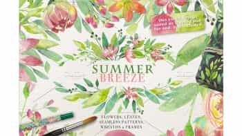 دانلود وکتور گل و گیاه تابستانی SUMMER BREEZE vol.2