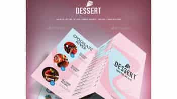 دانلود فایل لایه باز سه لت منو شیرینی فروشی Sweet Dessert Trifold Menu