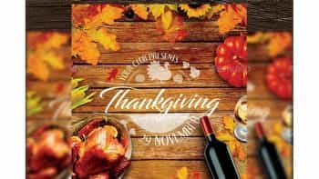 دانلود فایل لایه باز بنر روز شکر گذاری Thanksgiving Dinner Flyer