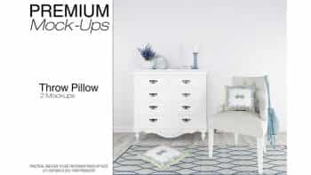 دانلود موکاپ فرش و کوسن Throw Pillows & Rug Set