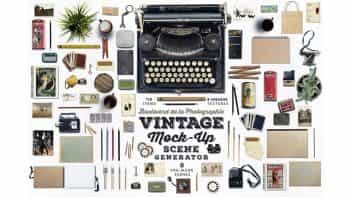 دانلود جعبه ابزار ساخت موکاپ لوازم قدیمی Vintage Mock-Up Scene Generator