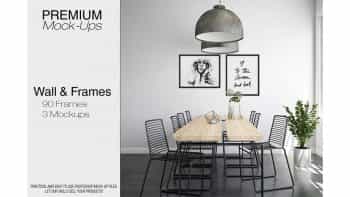 دانلود موکاپ دیوار و قاب عکس Wall & Frames Mockup Pack