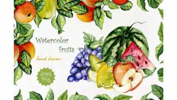 دانلود پترن آبرنگی میوه Watercolor fruits