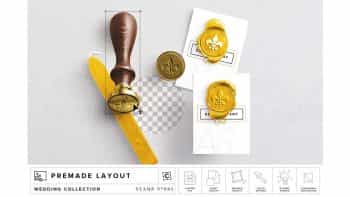 دانلود موکاپ مهر و پاکت نامه Wax Stamp & A8 Card Mockup