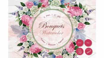 دانلود ست کلیپ آرت دسته گل عروس Wedding watercolor bouquets PNG set