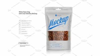 دانلود موکاپ بسته بندی کاغذی White Paper Bag Doypack Mock-up
