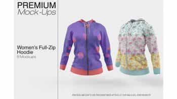 دانلود موکاپ هودی زنانه Women’s Full-Zip Hoodie Mockup