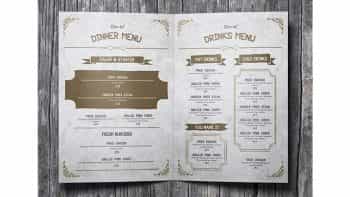 دانلود فایل لایه باز 2 لت منو غذا A4 Bifold Vintage Wild Food Menu