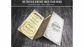 دانلود فایل لایه باز 3 لت منوی غذا A4 Trifold Wild Food Menu