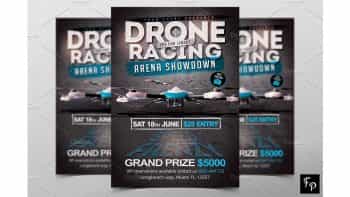 دانلود فایل لایه باز آگهی مسابقات هواپیمای بدون سرنشین Drone Racing Flyer