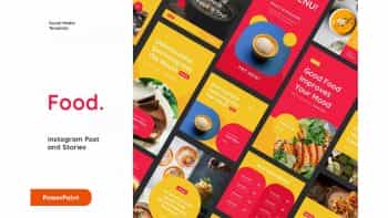 دانلود قالب پاورپوینت اینستاگرام با موضوع غذا Food Instagram Post And Stories Powerpoint