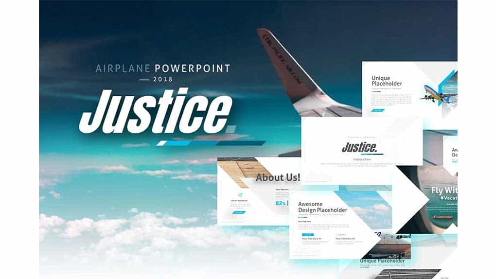 دانلود قالب پاورپوینت آژانس هواپیمایی Justice – Airplane Presentation