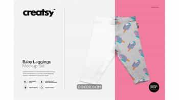 دانلود موکاپ شلوارک بچه گانه Baby Leggings Mockup Set