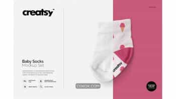 دانلود موکاپ جوراب نوزاد Baby Socks Mockup Set
