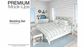 دانلود موکاپ رو تختی Bedding Set – Coastal Style