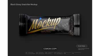دانلود موکاپ بسته بندی شکلات Black Glossy Snack Bar Mockup