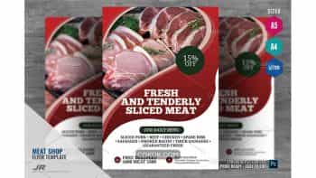 دانلود فایل لایه باز تراکت سوپر گوشت و پروتئین Butcher Shop and Services Flyer