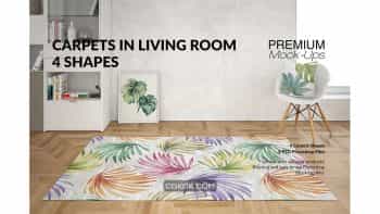 دانلود موکاپ ست فرش و کوسن Carpets & Pillow in Living Room Set