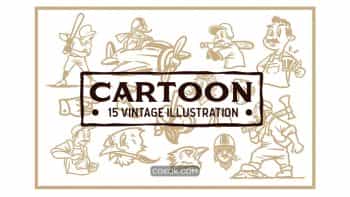 دانلود تصاویر وکتور شخصیت های کارتونی Cartoon Vintage Illustration