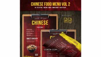 دانلود فایل لایه باز منو غذای چینی Chinese A4 & US Letter Single Page Food Menu Vol 2