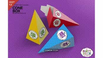 دانلود موکاپ جعبه مخروطی Cone Box Packaging Mockup