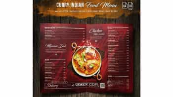 دانلود فایل لایه باز 3 لت منو غذای هندی Curry Indian Food Menu